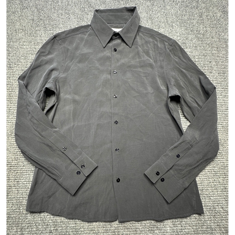 Zara Origins Shirt Mens Small Gray Long Sleeve Button Up Viscose Blend